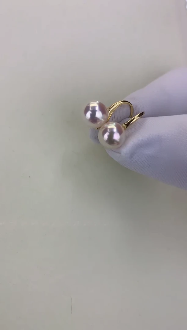 18K金镶嵌DA海水珍珠 GD014 7.5-8 天女耳钩