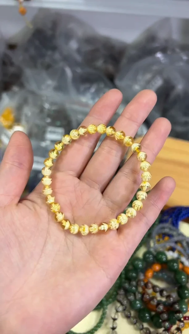 【闪购商品】琥珀手链未镶嵌隐雕琥珀圆珠手链[1009]