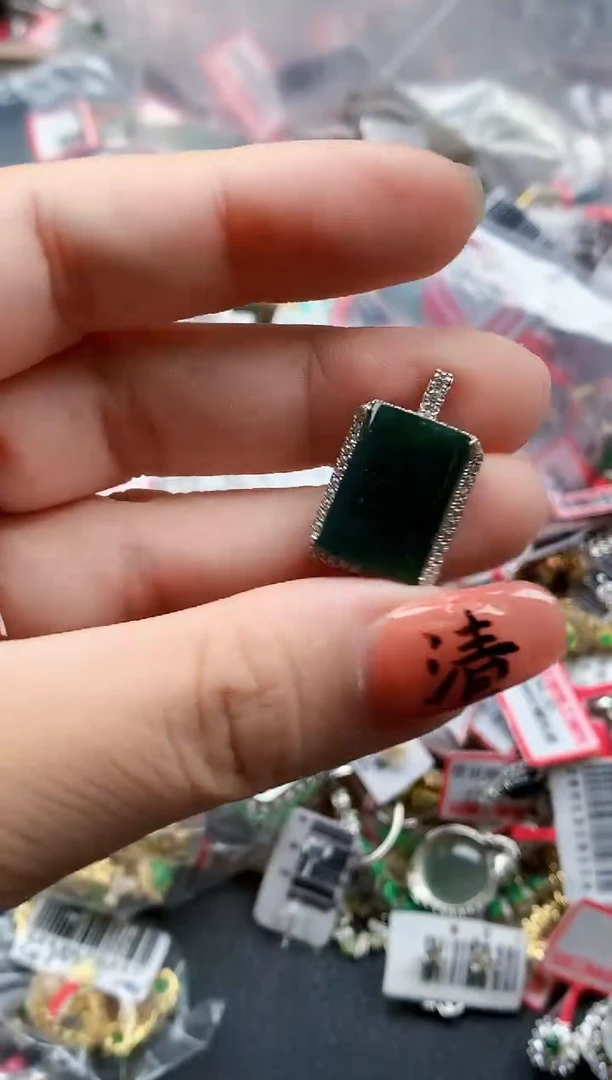 银S925镶嵌戒指翡翠天然A货缅甸翡翠