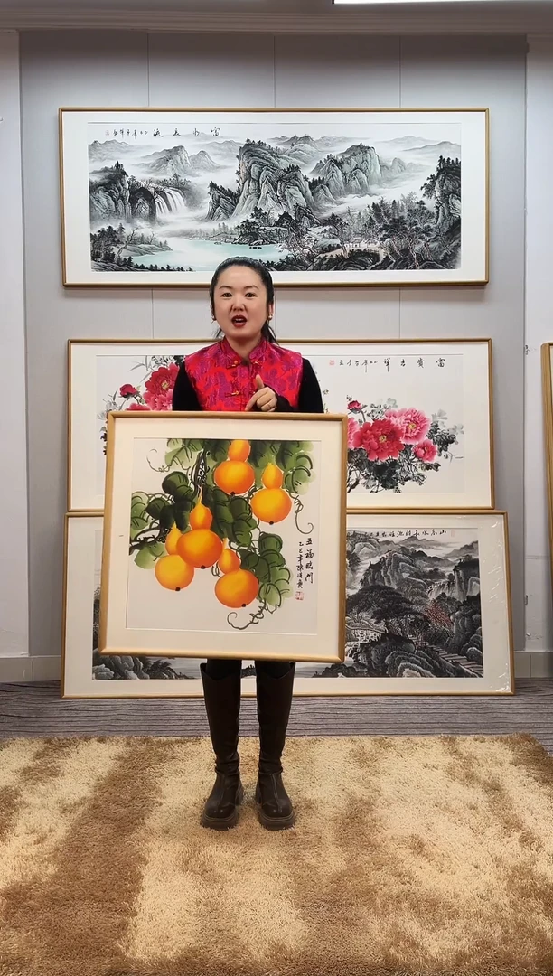 国画手绘葫芦62*62尺寸