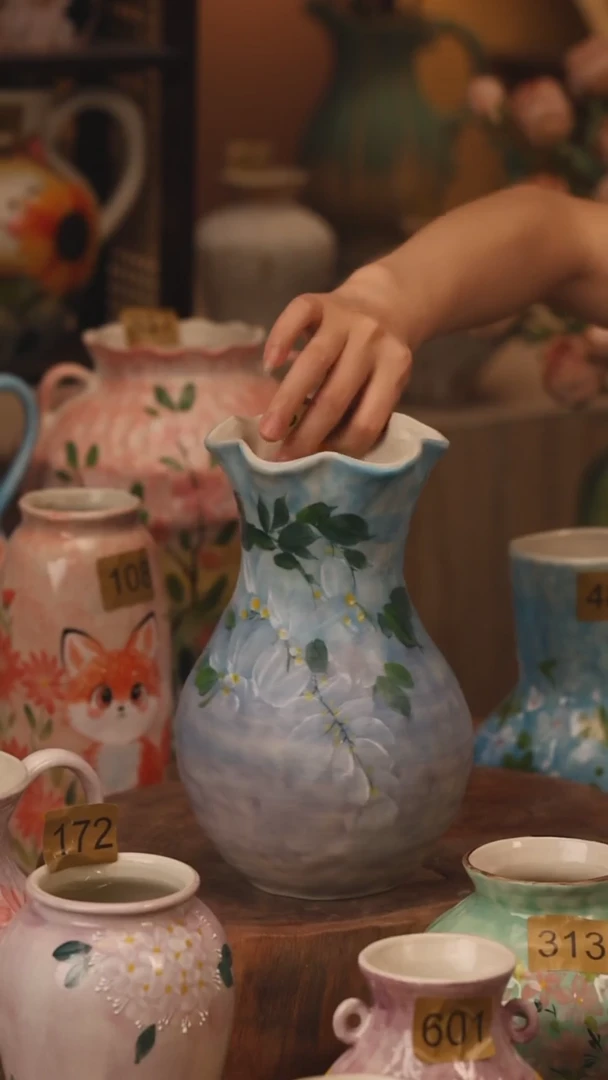 陶瓷377景德镇设计师手作花器摆件侘寂风