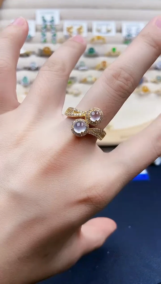 翡翠戒指银S925镶嵌25