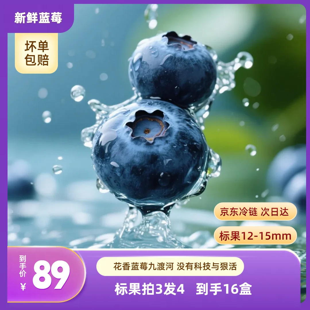 （标果拍3发4共16盒）北京九渡河头茬蓝莓新鲜香甜蓝莓多汁美味脆爽甘甜北京市