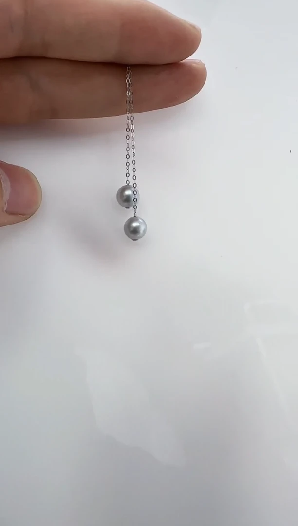 【闪购商品】海水珍珠DA18K金镶嵌c1422 灰珠耳线6