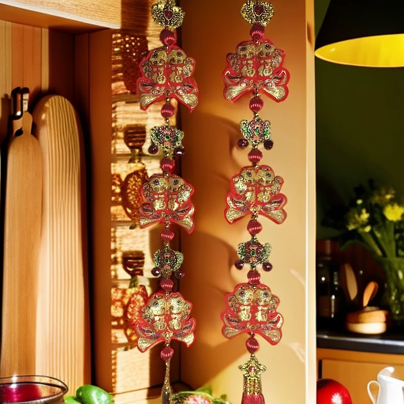 2025新款新年装饰挂件春节客厅装饰品新年双鱼福字挂件饰品