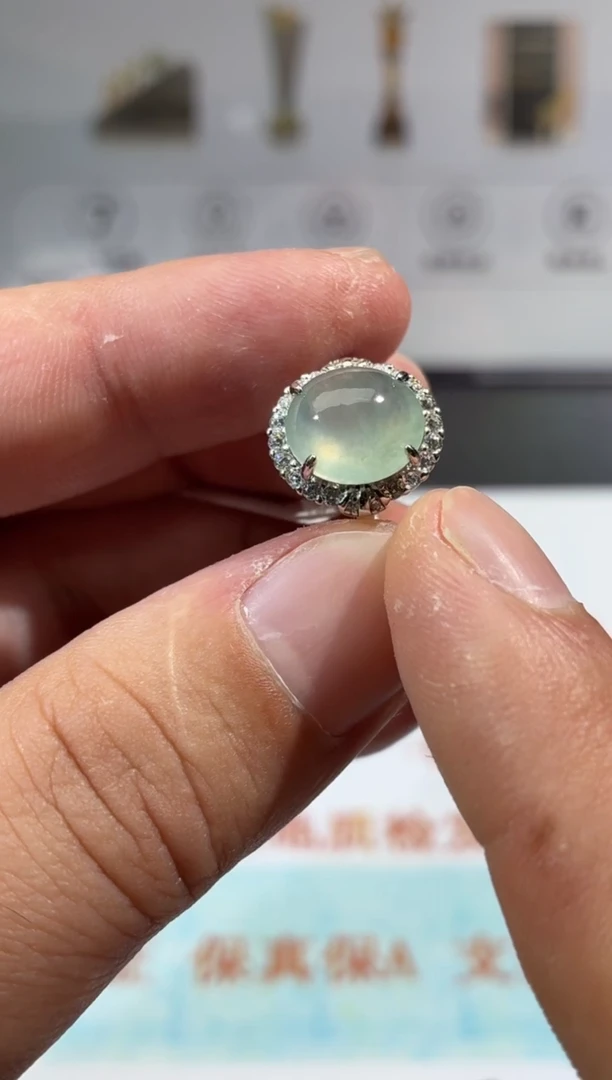 定制翡翠银S925镶嵌天然翡翠【戒指】