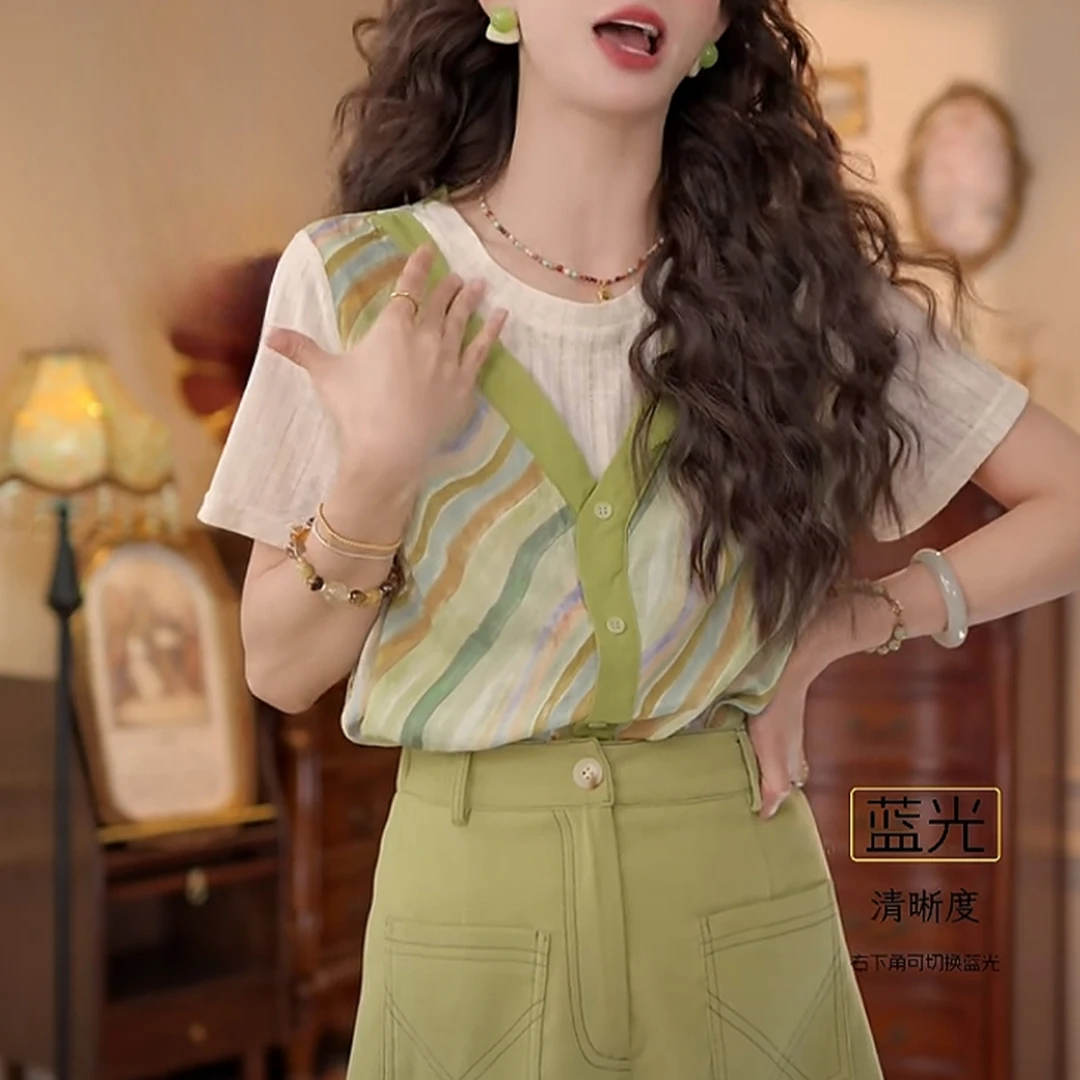 复古港风小衫夏季短袖设计T恤休闲宽松上衣