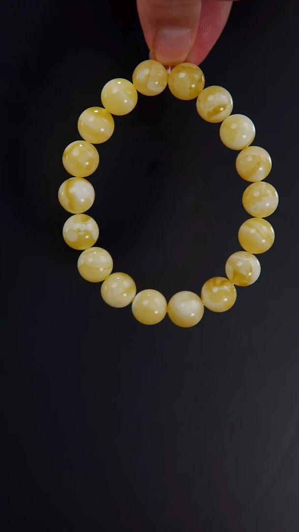 【闪购商品】琥珀手链未镶嵌俄料骨花圆珠手串14.19