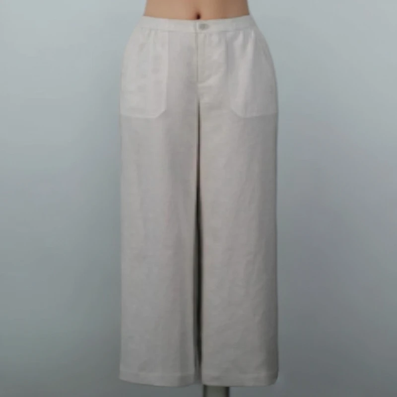 AMASS/阿玛施新款休闲阔腿裤宽松简约白色长裤百搭直筒裤510052