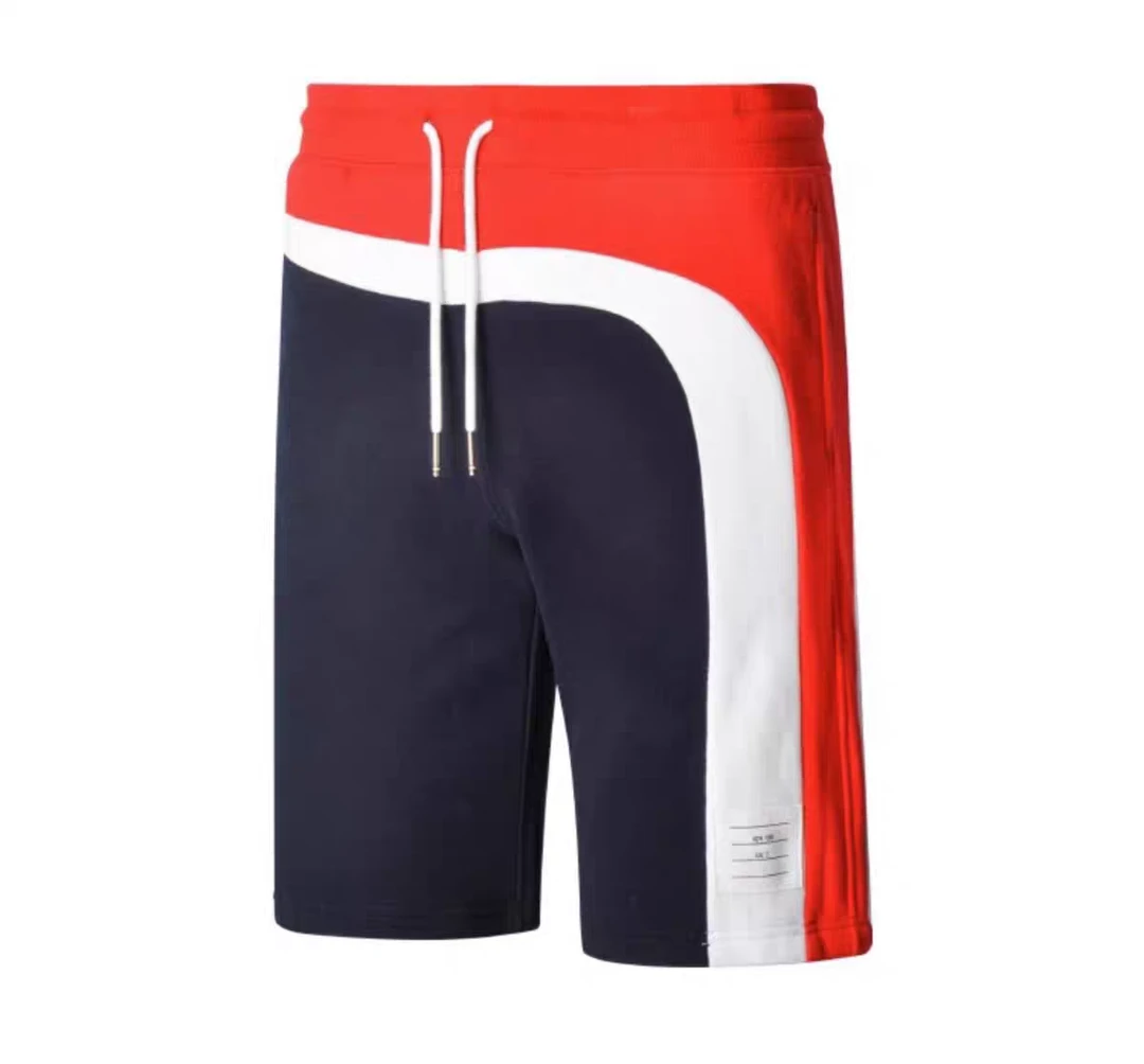 (清)男女同款夏季红白蓝拼接撞色短裤 A1122