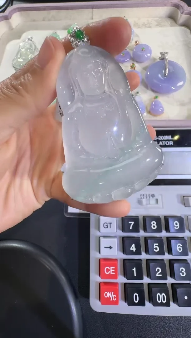 吊坠(不含链)18K金镶嵌翡翠【源头工厂】钻石镶嵌