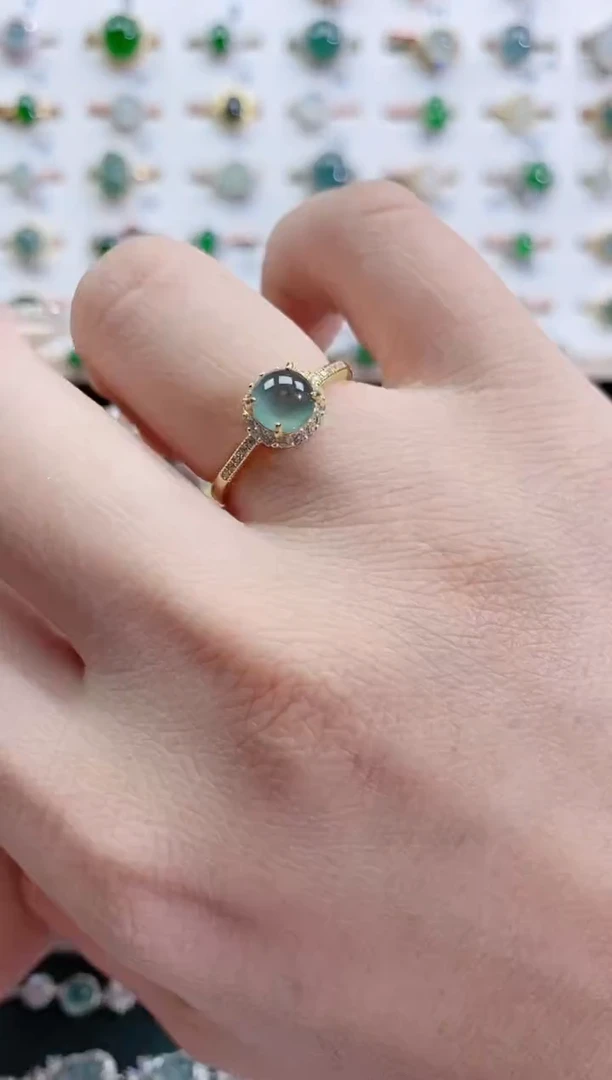 银S925镶嵌戒指翡翠天然翡翠