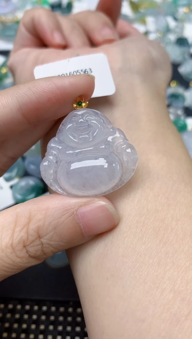 颈饰18K金镶嵌翡翠天然缅甸A货翡翠
