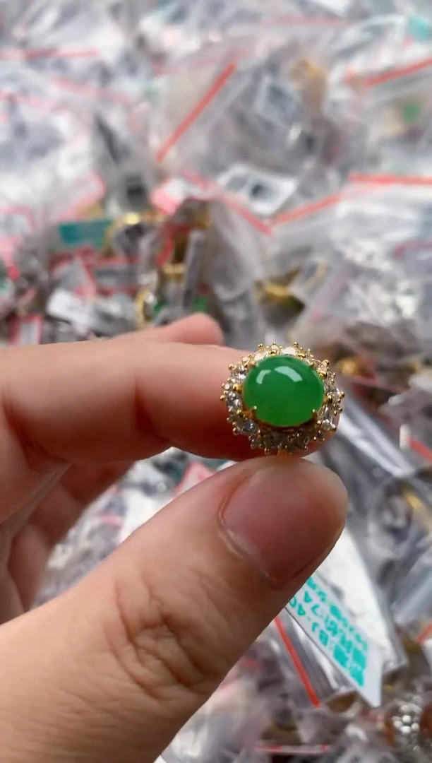 银S925镶嵌戒指翡翠222    8