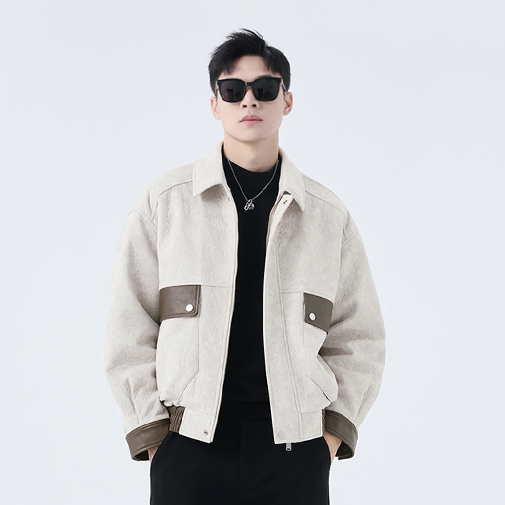 【反季淸仓】非黑即白冬季新款百搭大口袋加绒夹克外套男款a17