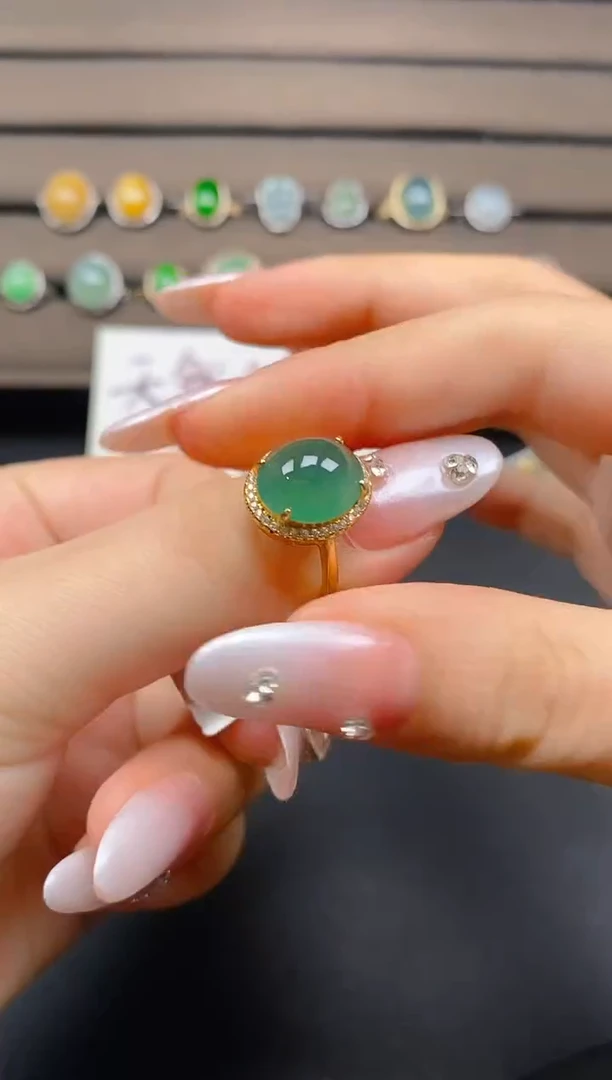 翡翠戒指银S925镶嵌1221