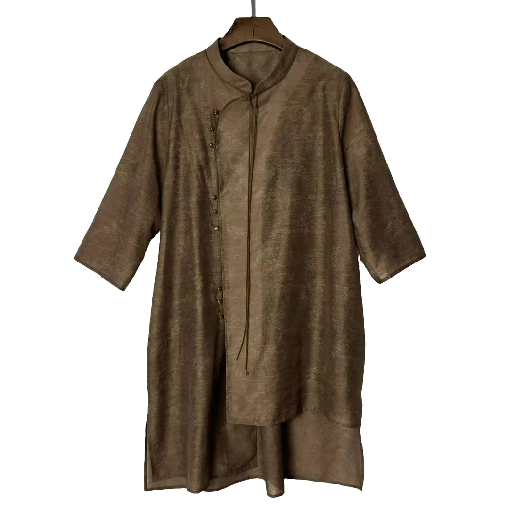 朱总服饰2024063醋酸脏染新款长衬衫