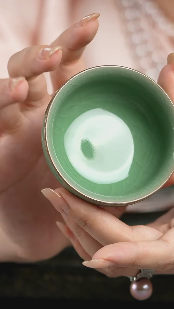 梅子青全开片普洱杯
