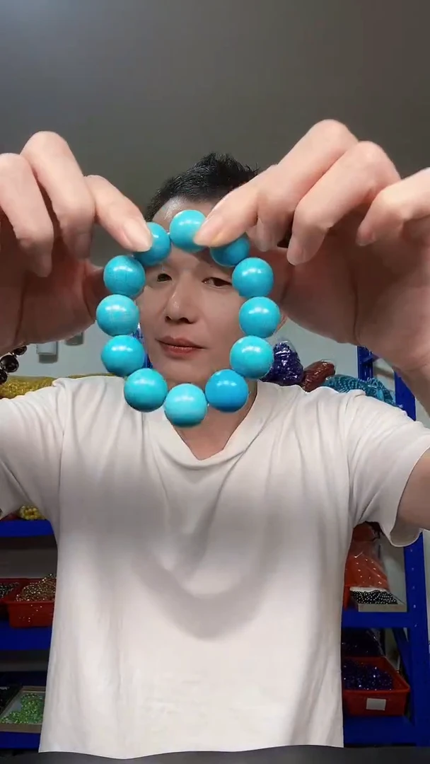 未镶嵌颈饰玛瑙/玉髓B001蓝色松石精美单圈纯手工手串