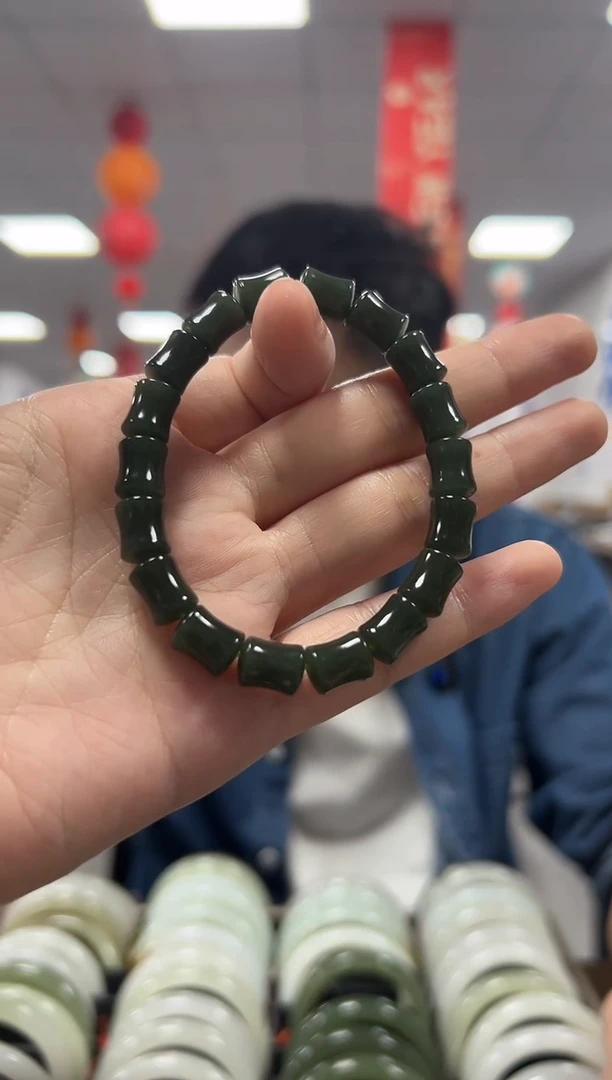 手链未镶嵌和田玉沙枣青蓝调竹节手串一条