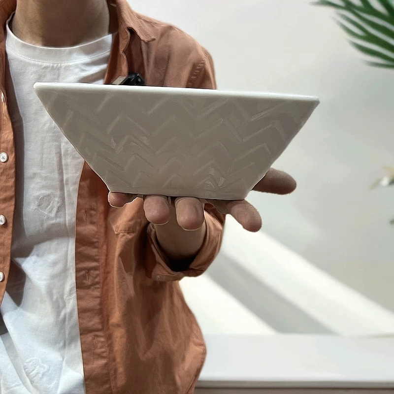 【老板来了】方碗陶瓷餐具釉下彩波浪纹日式创意吃饭碗