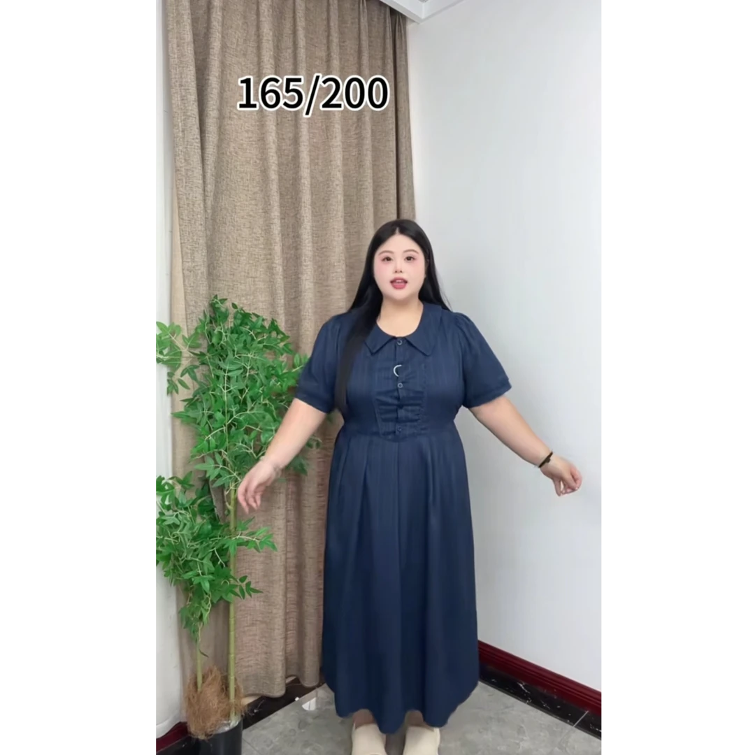 学院风泡泡袖衬衫连衣裙胖MM夏季收腰甜美
