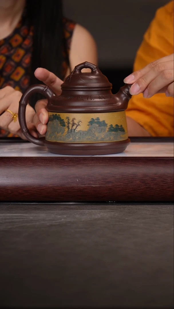 茶壶紫砂诸葛永南/紫泥/竹鼎/500c