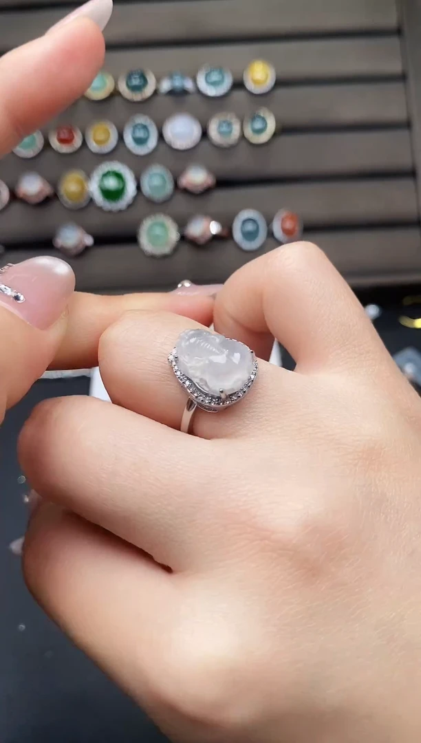 银S925镶嵌戒指翡翠253868