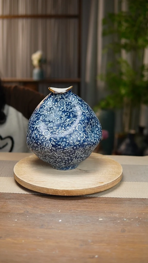 【闪购商品】陶瓷  花器青花瓷芙蓉花大肚