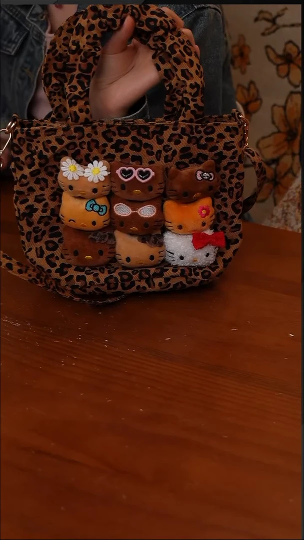 陶110-豹纹棕色手提水桶包