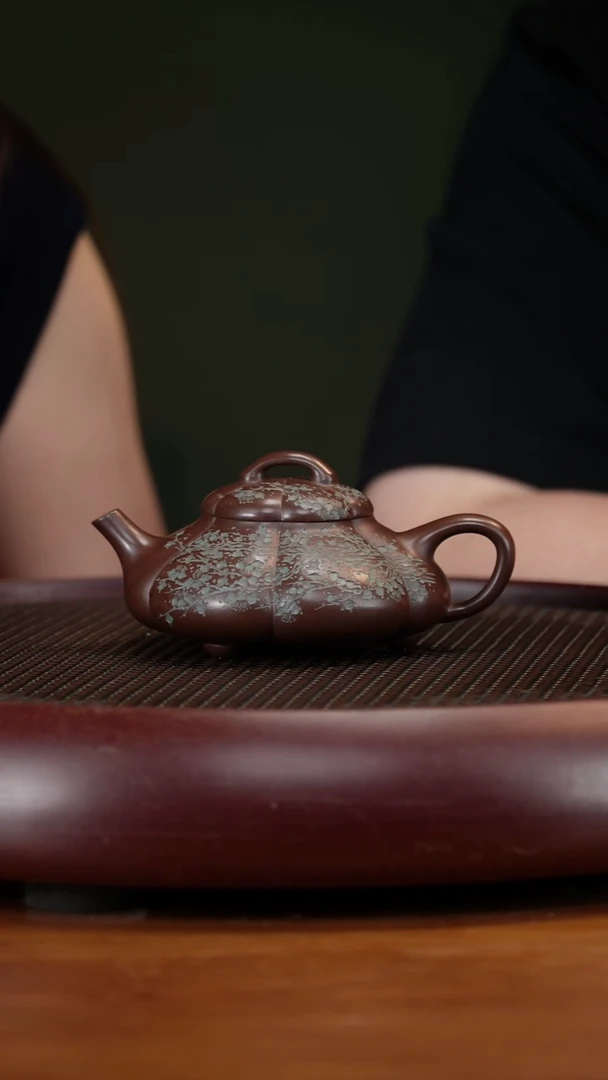 茶壶紫砂23TYL筋纹合瓢 革紫泥160cc