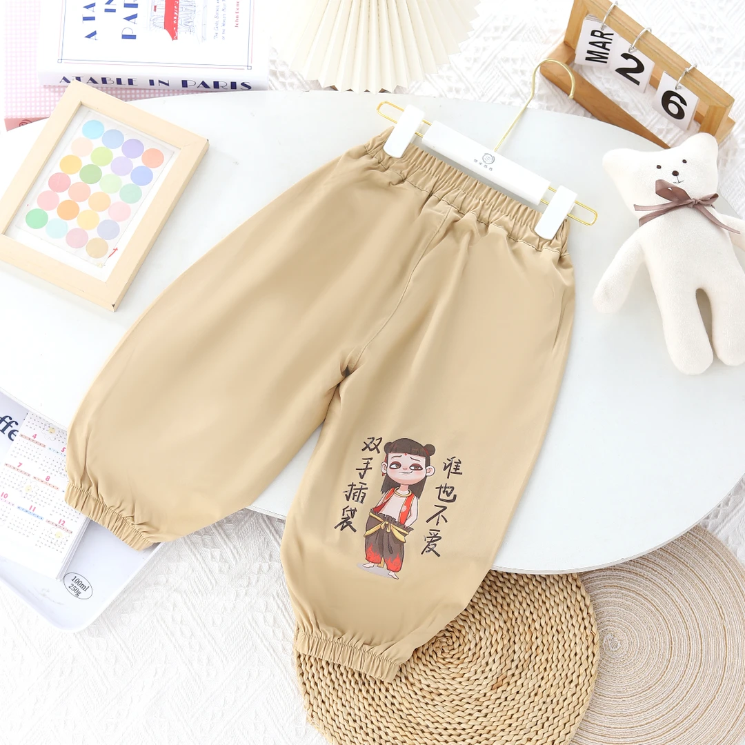 夏季夏天儿童哪吒潮酷冰丝薄款a类透气穿搭速干裤2025新款宝宝