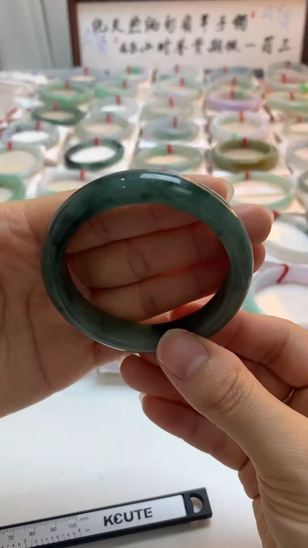 未镶嵌手镯翡翠53.9油青