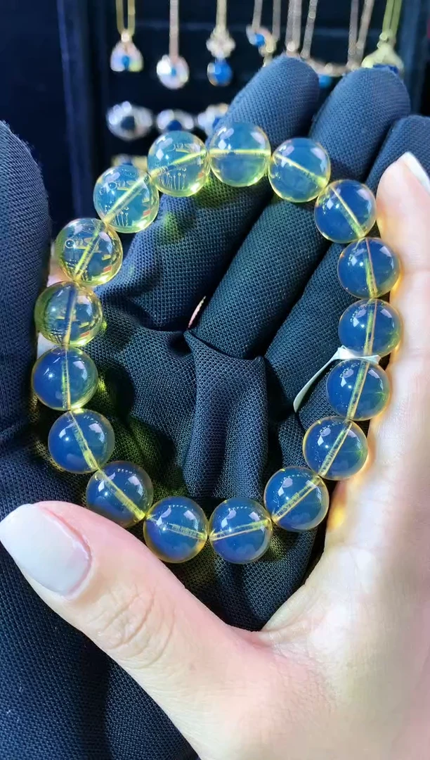 【闪购商品】琥珀珠宝奇石未镶嵌10mm天青手串