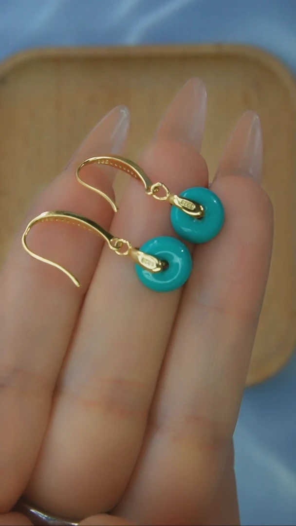 【闪购商品】绿松石耳环银S925镶嵌发货一件