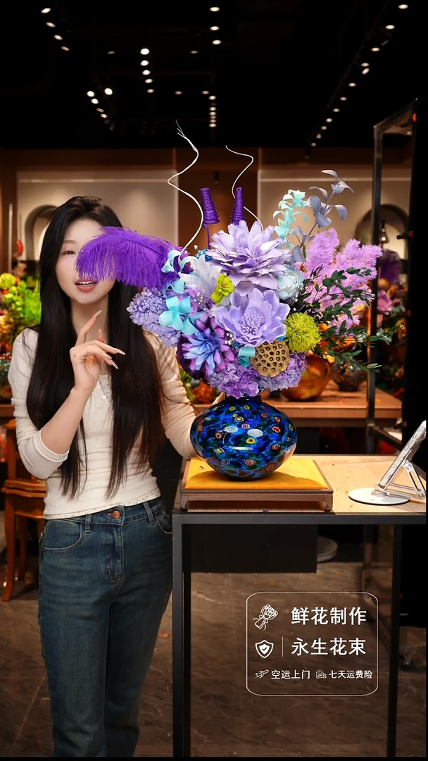 手工艺品琉璃手工花器花束空运包邮送货上门-以图片为准