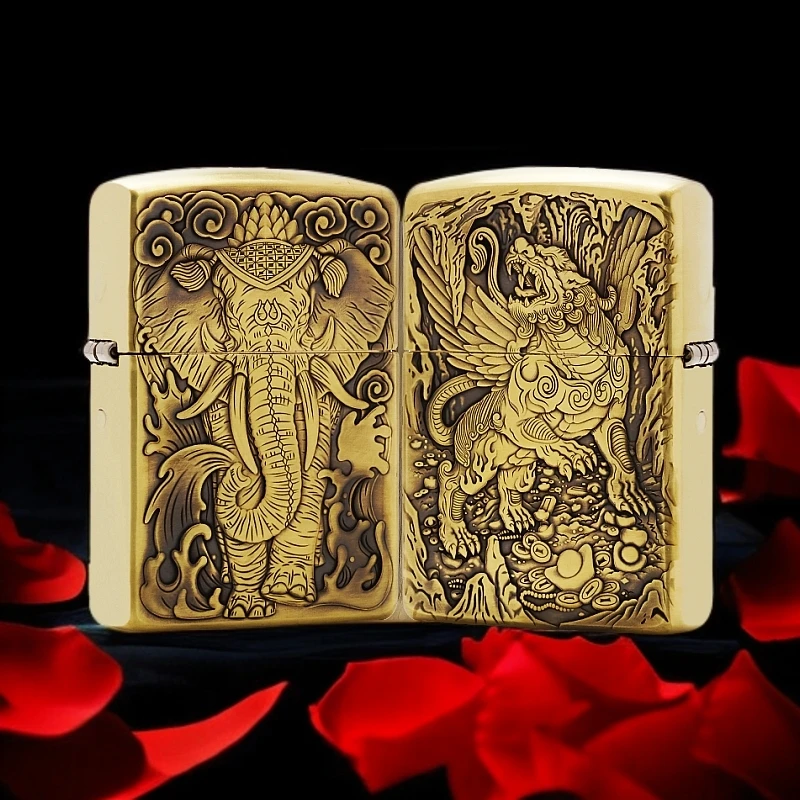 ZIPPO/之宝【六牙天禄】黄铜盔甲机原装正品煤油防风打火机KF-DF