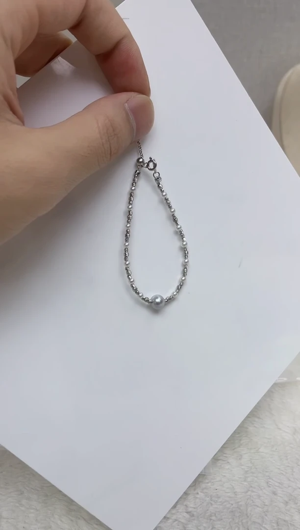 银S925镶嵌手链海水珍珠