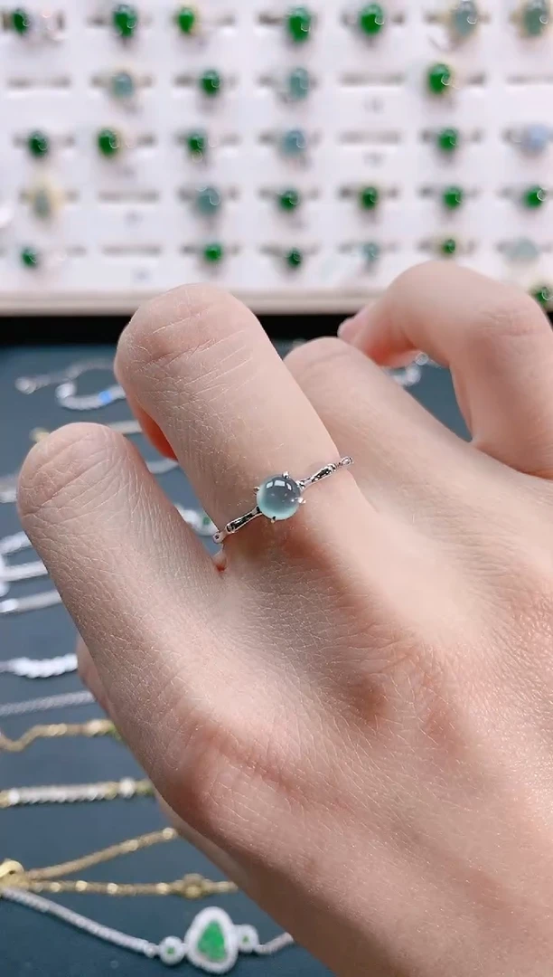 【闪购商品】翡翠戒指银S925镶嵌天然翡翠