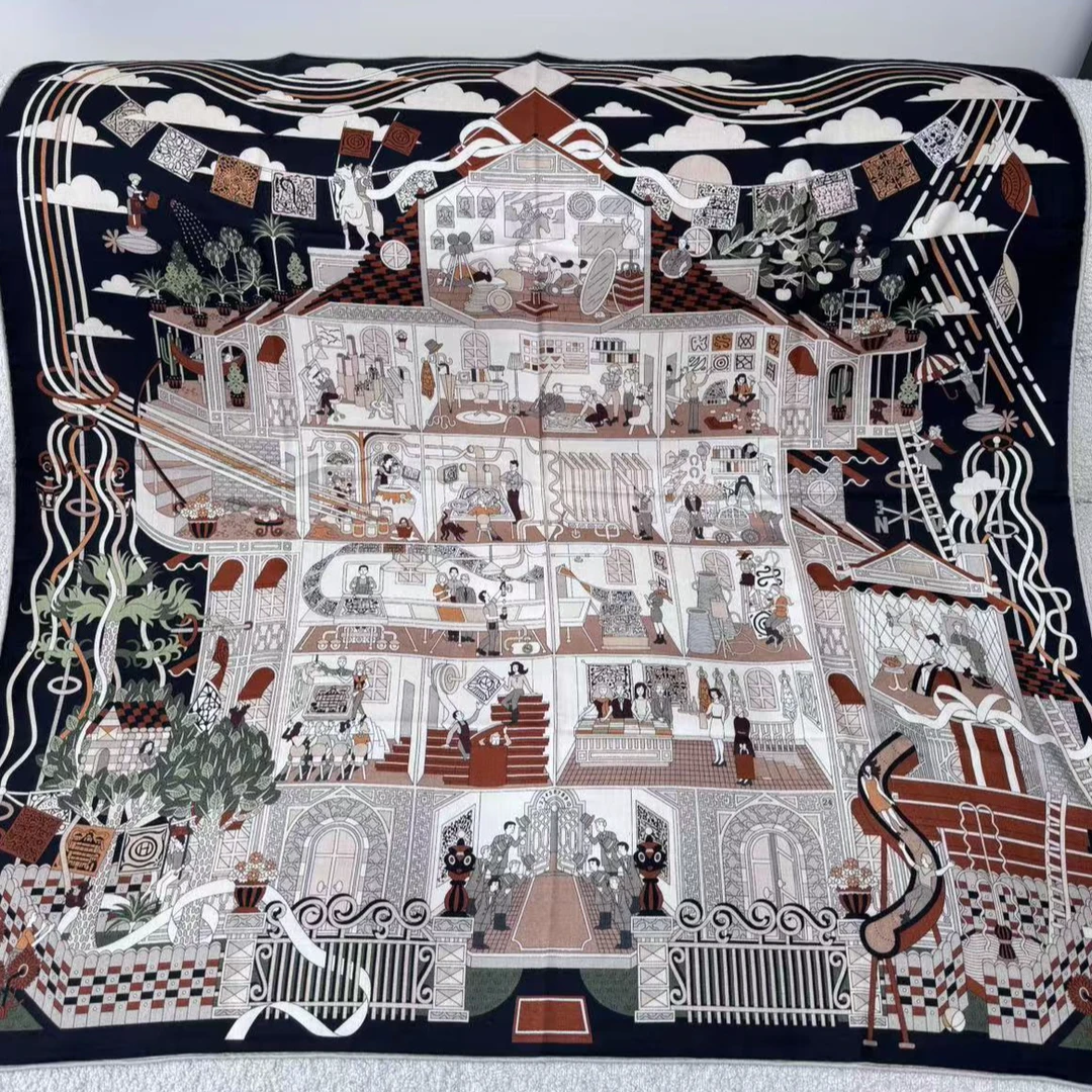 「霓彩官邸」110cm丝毛双面加厚保暖围巾秋冬女新款披肩羊毛