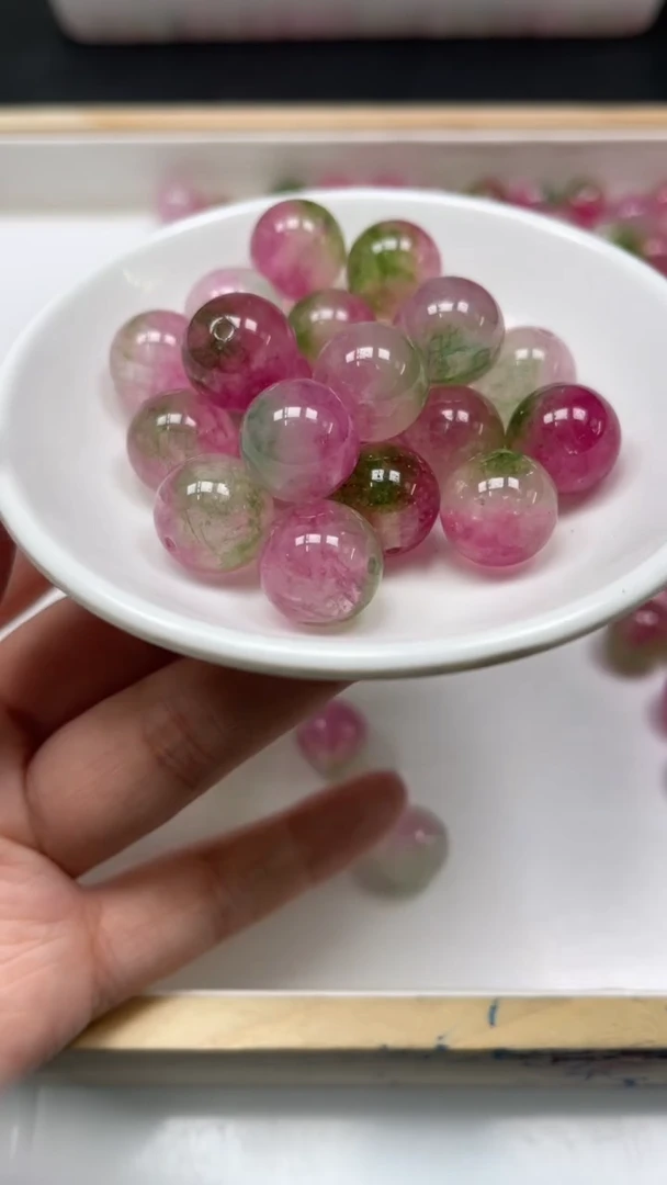 未镶嵌散珠碧玺M937 西瓜碧玺14mm3个8元