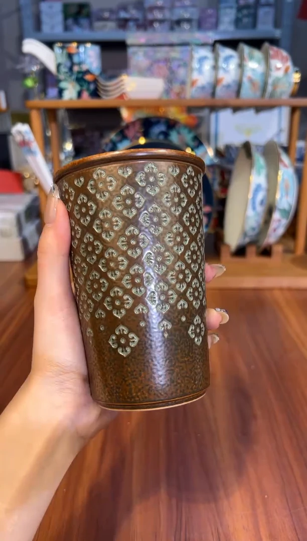 145青瓷草木灰直筒咖啡杯（高款）