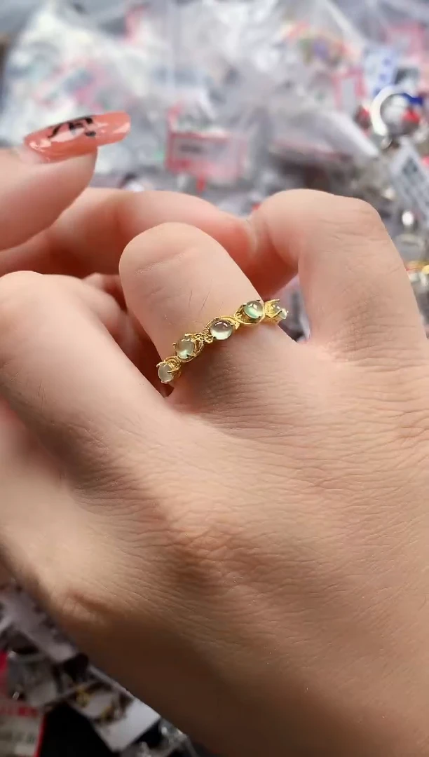 银S925镶嵌戒指翡翠天然A货缅甸翡翠