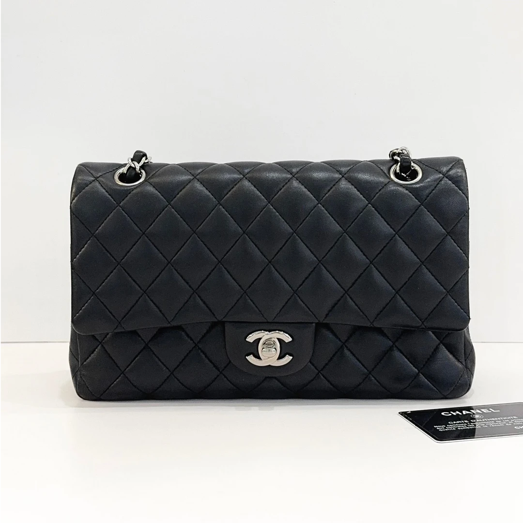 99新 Chanel/香奈儿 7姐专场/黑银羊 CF 中号 单肩包 28开