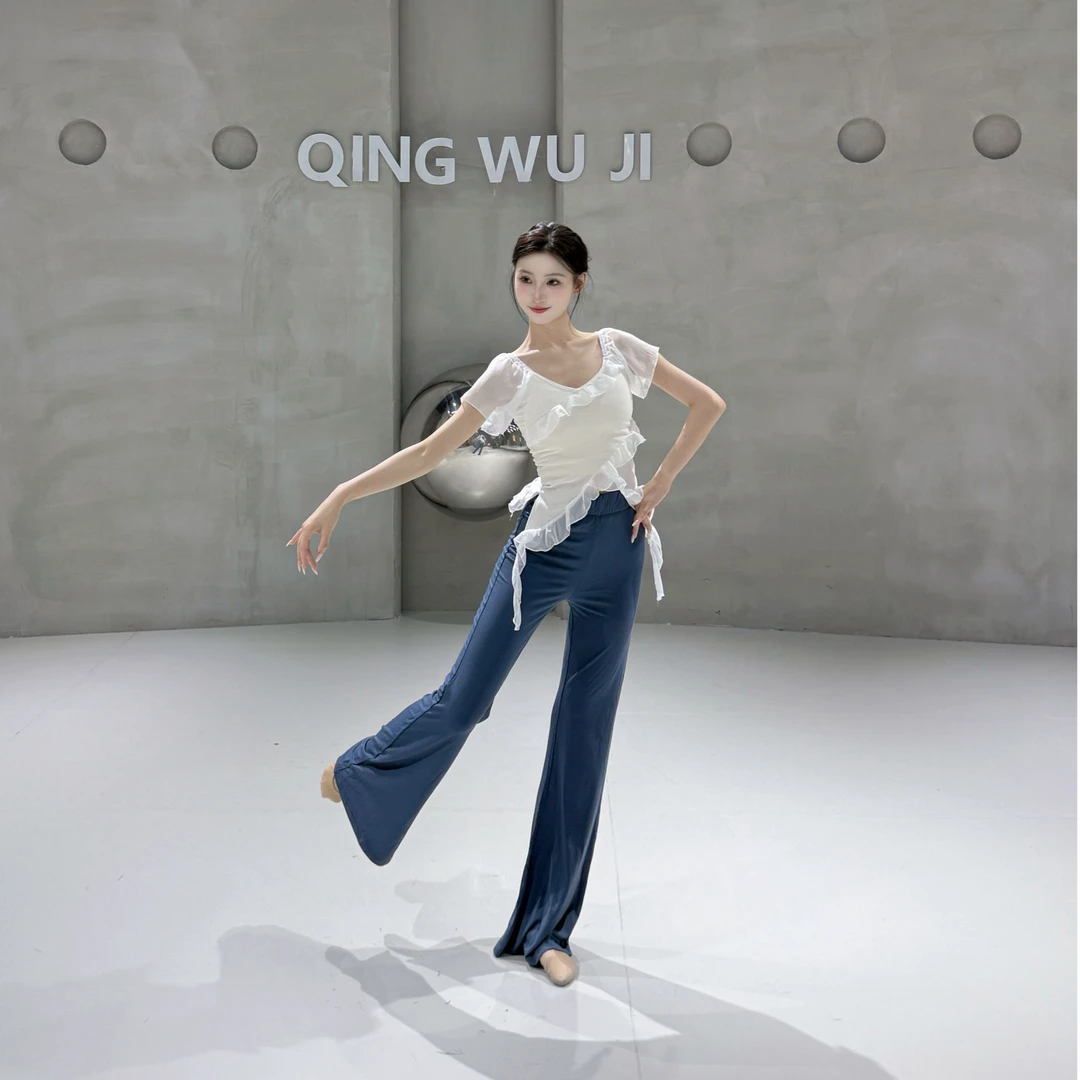 古典舞蹈服装荷叶边短袖上衣中国舞现代舞练功形体夏季服装