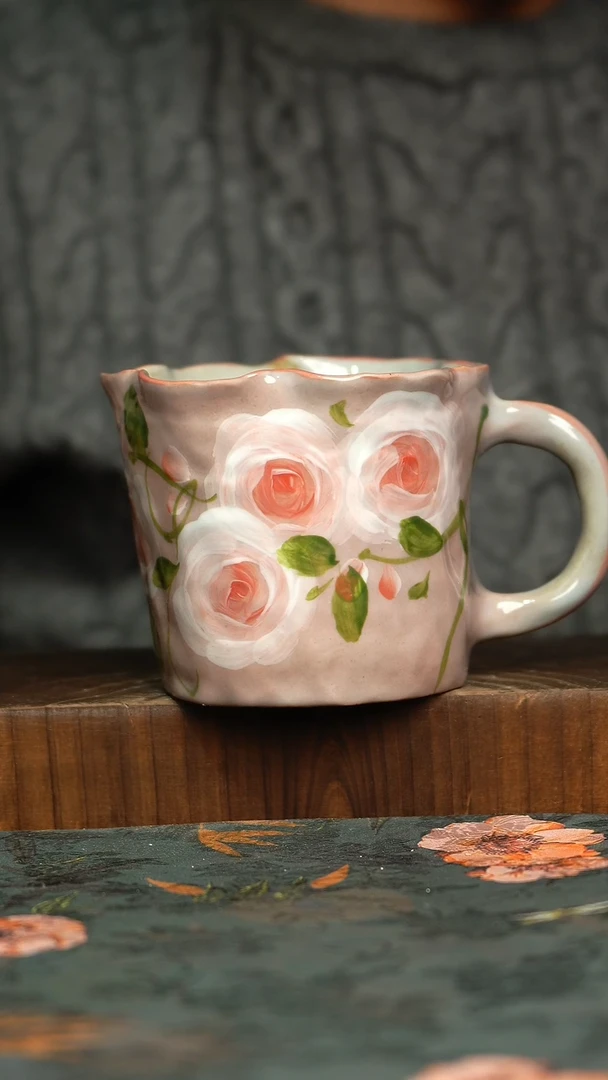 杯釉下彩手工手绘同款陶器