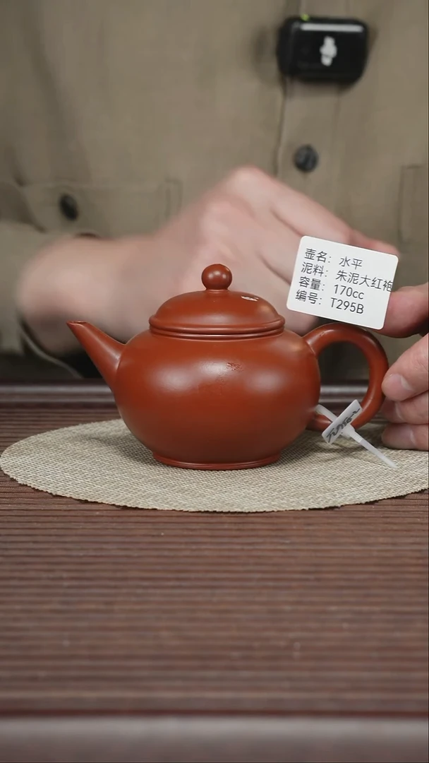 茶壶紫砂T295B 朱泥大红袍 水平 170cc