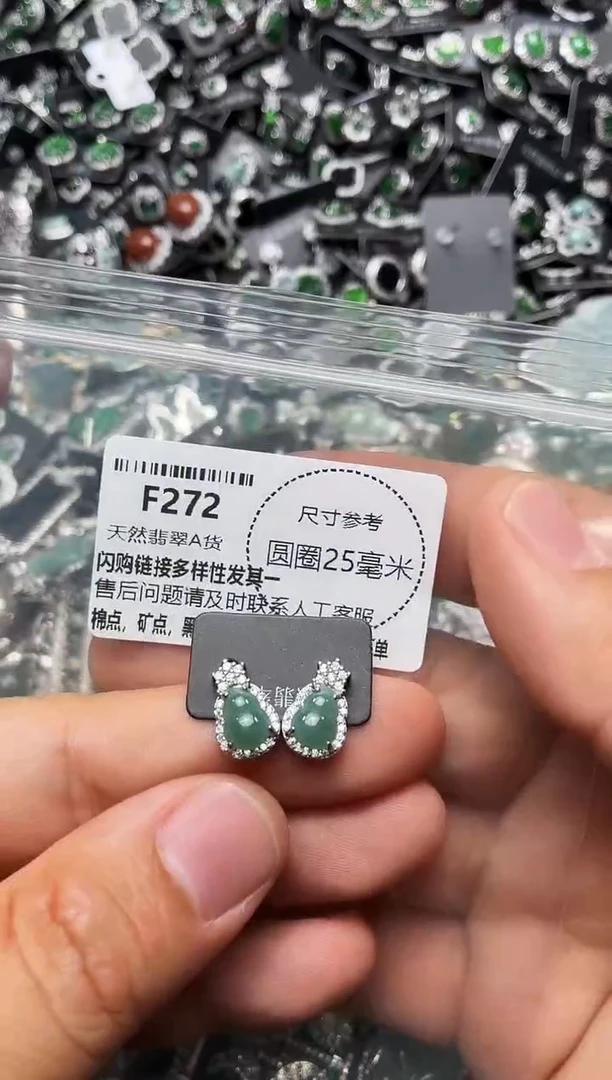 翡翠未镶嵌颈饰F272耳钉