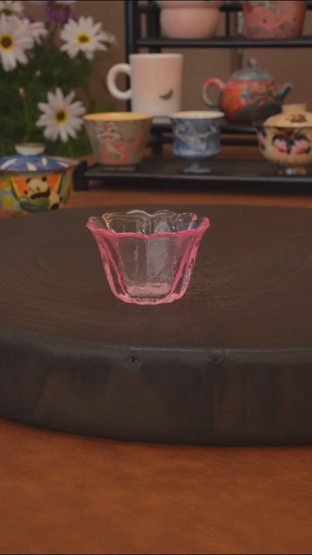 直播间福利 粉色琉璃花口杯