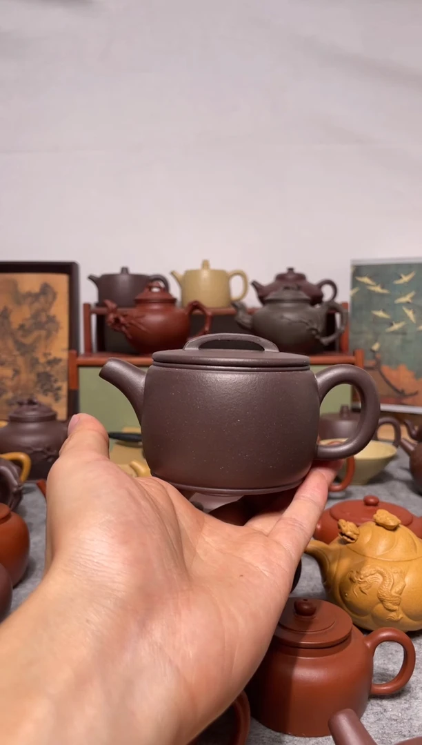 茶壶紫砂大水潭天青半手工汉瓦